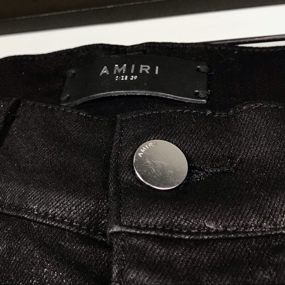 AMIRI Black Broken Wax Stack Skinny Jeans Size 29 - Picture 4 of 8